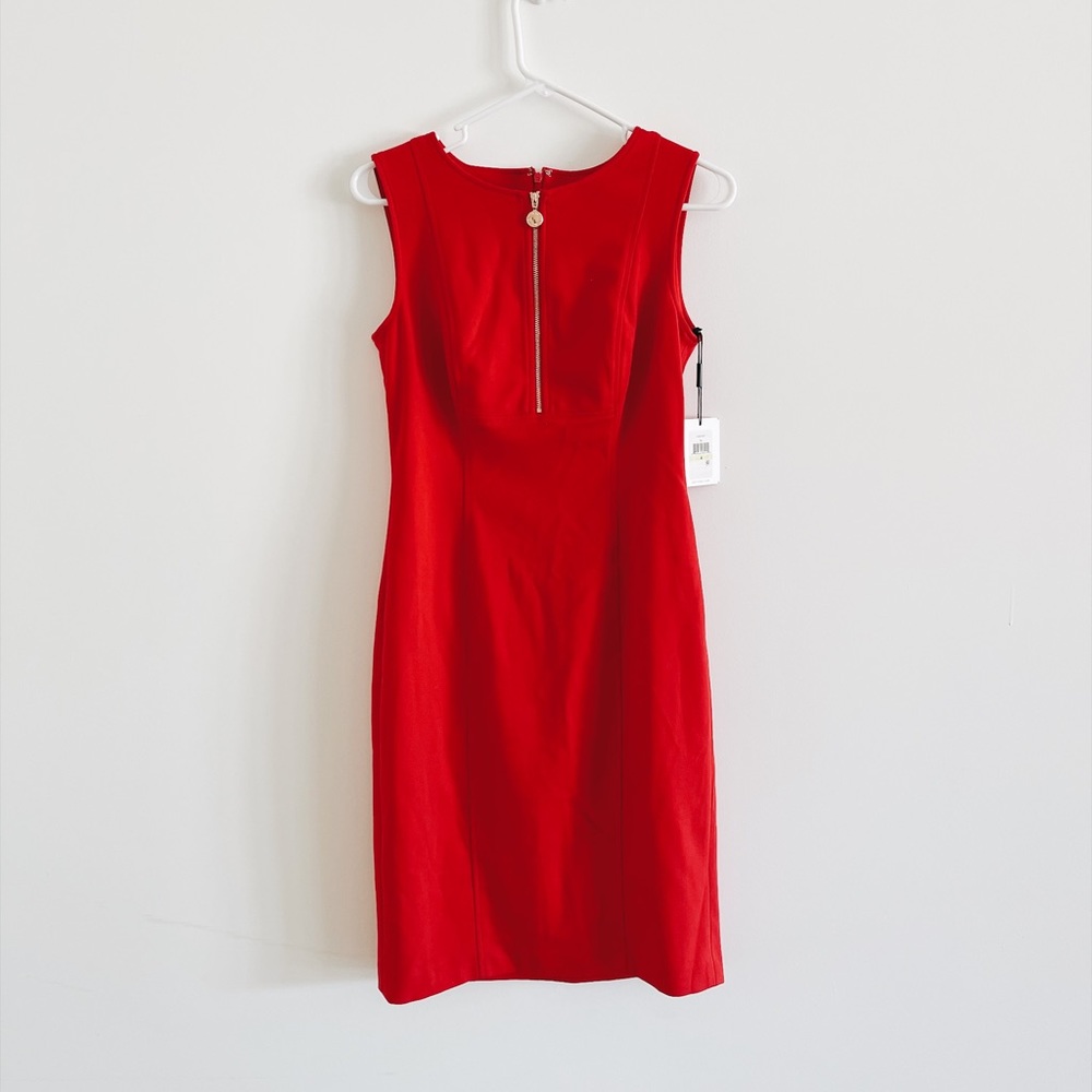 NWT Calvin Klein Red Pencil Skirt Sleeveless Dress